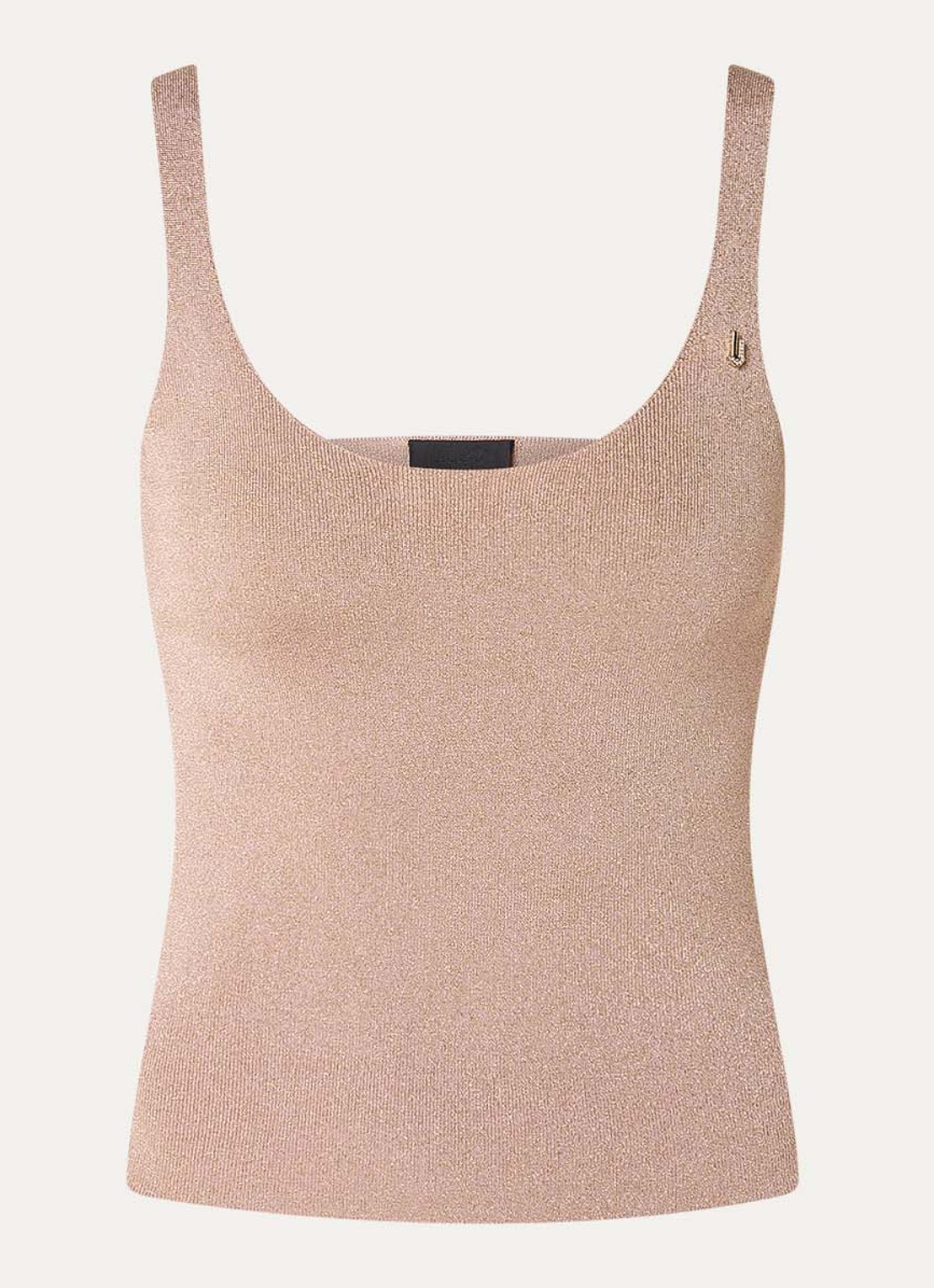 Liu Jo Fijngebreide tanktop met lurex - voorkant 2 donkerbeige