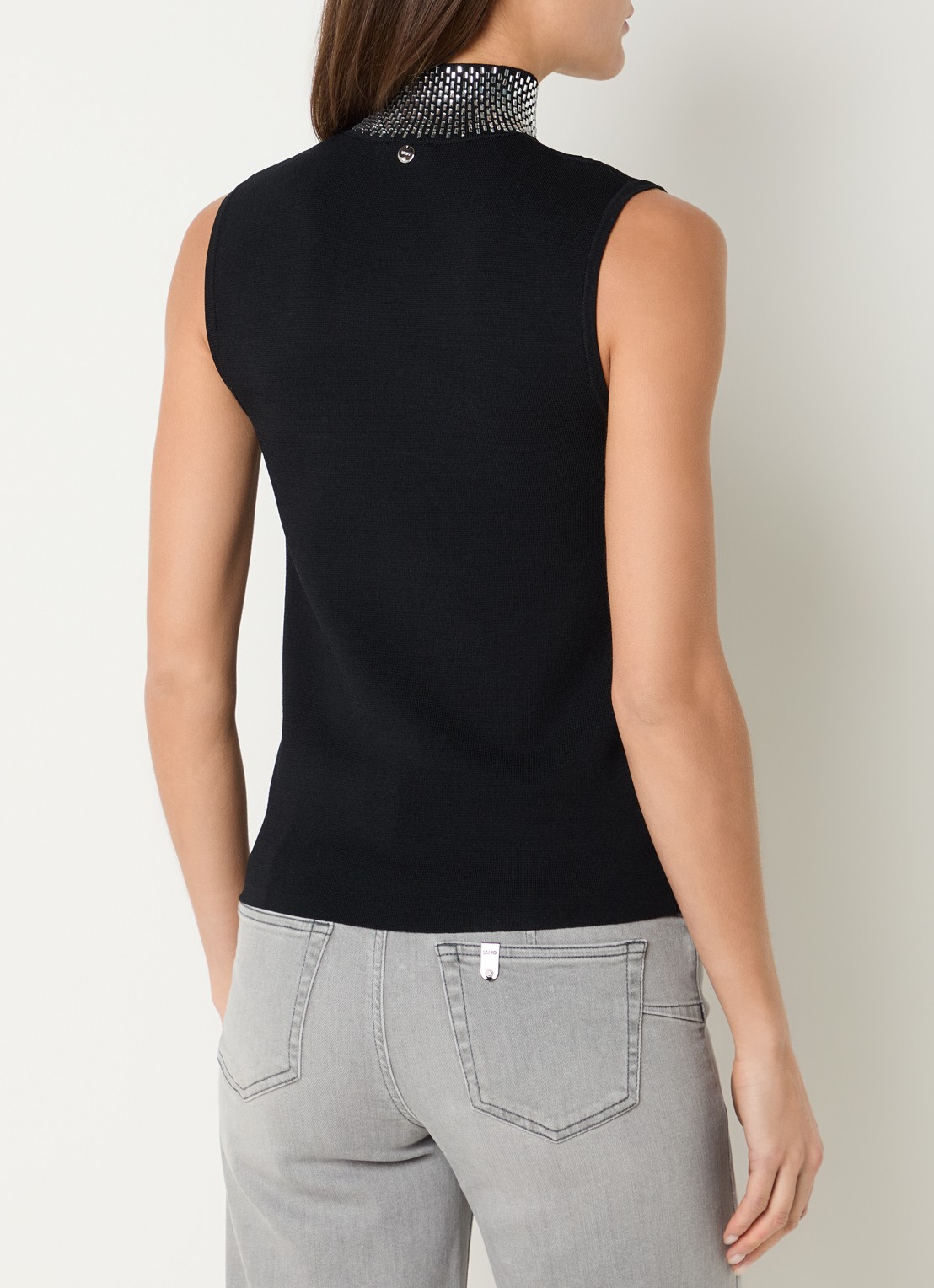 Liu Jo Fijngebreide top met strass en cut-out detail - achterkant 2 zwart