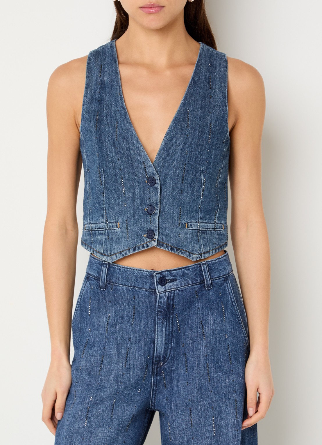 Liu Jo Gilet van denim met strass - achterkant 2 indigo