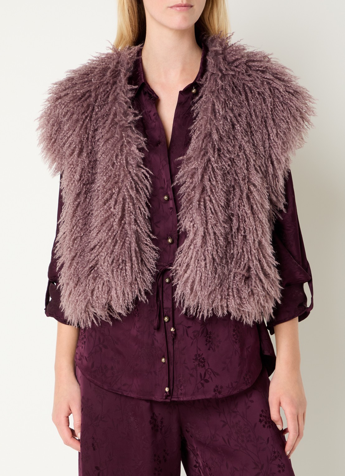 Liu Jo Gilet van imitatiebont - detail oudroze