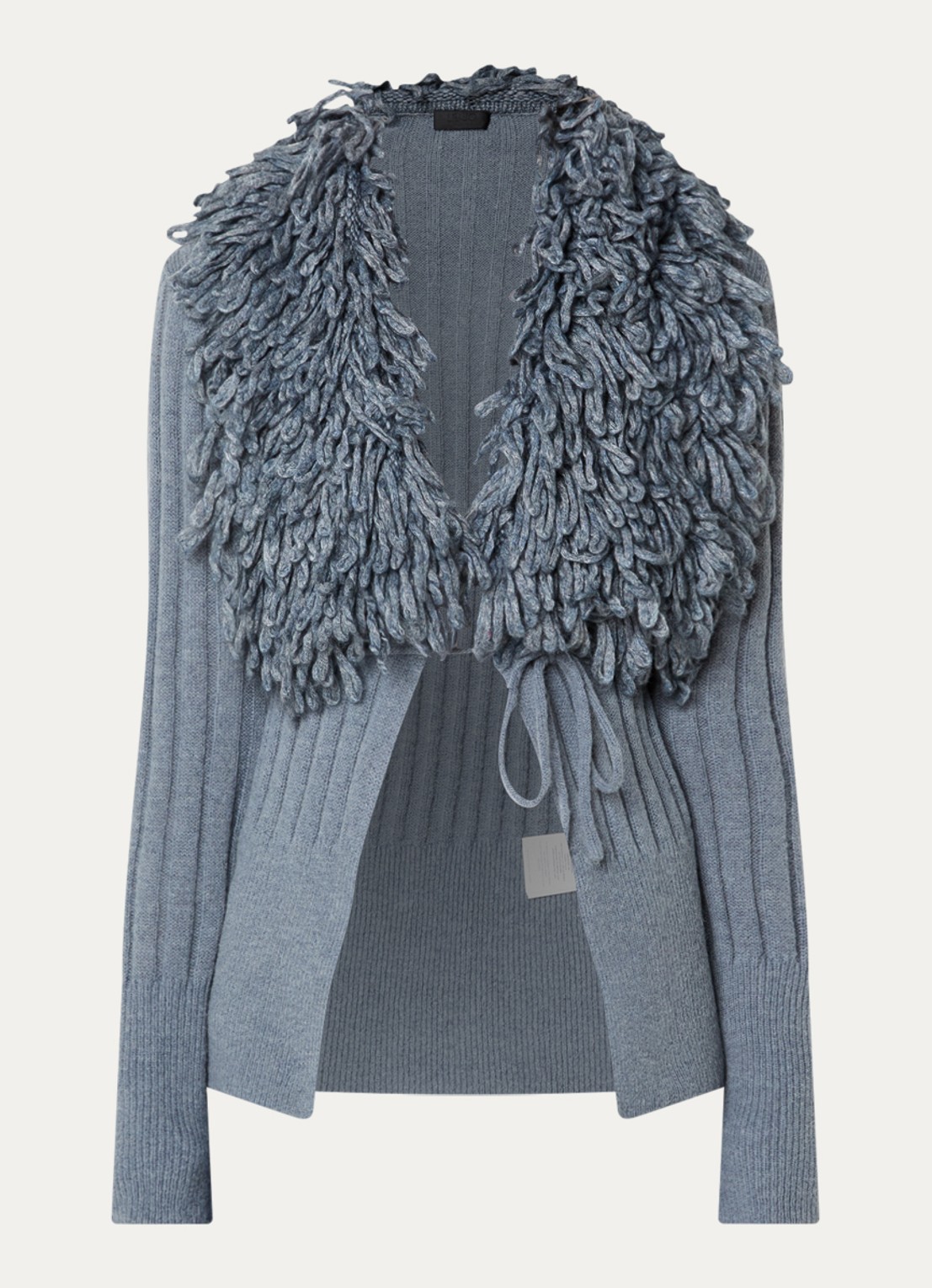 Liu Jo Grofgebreid openvallend vest in alpaca wolblend - voorkant staalblauw