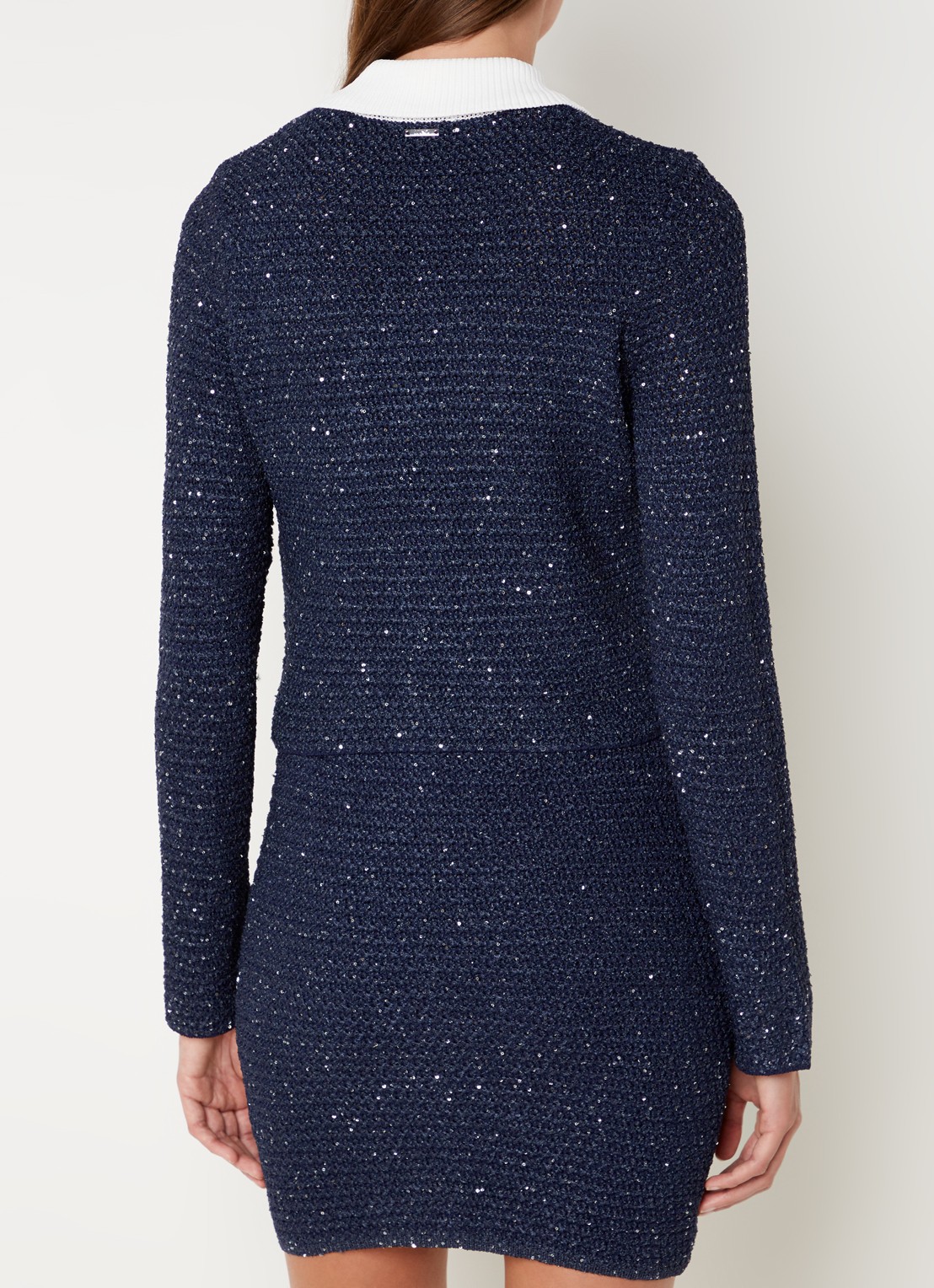 Liu Jo Grofgebreid vest met sierknopen - achterkant 3 blauw