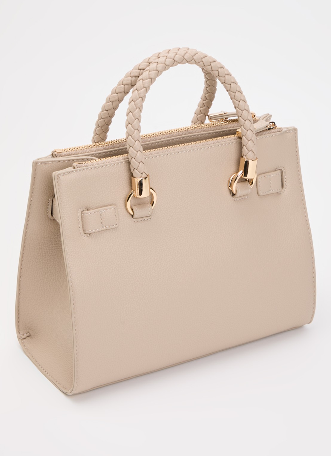 Liu Jo Handtas met gevlochten detail en afneembare schouderriem - achterkant beige