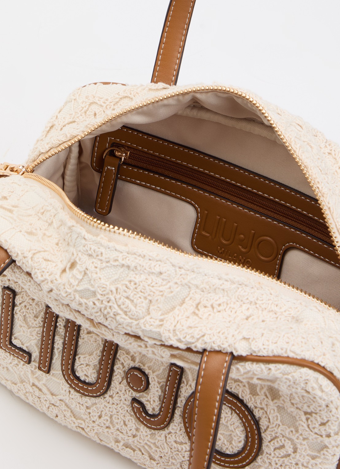 Liu Jo Handtas met logo en afneembare schouderriem - detail 3 creme