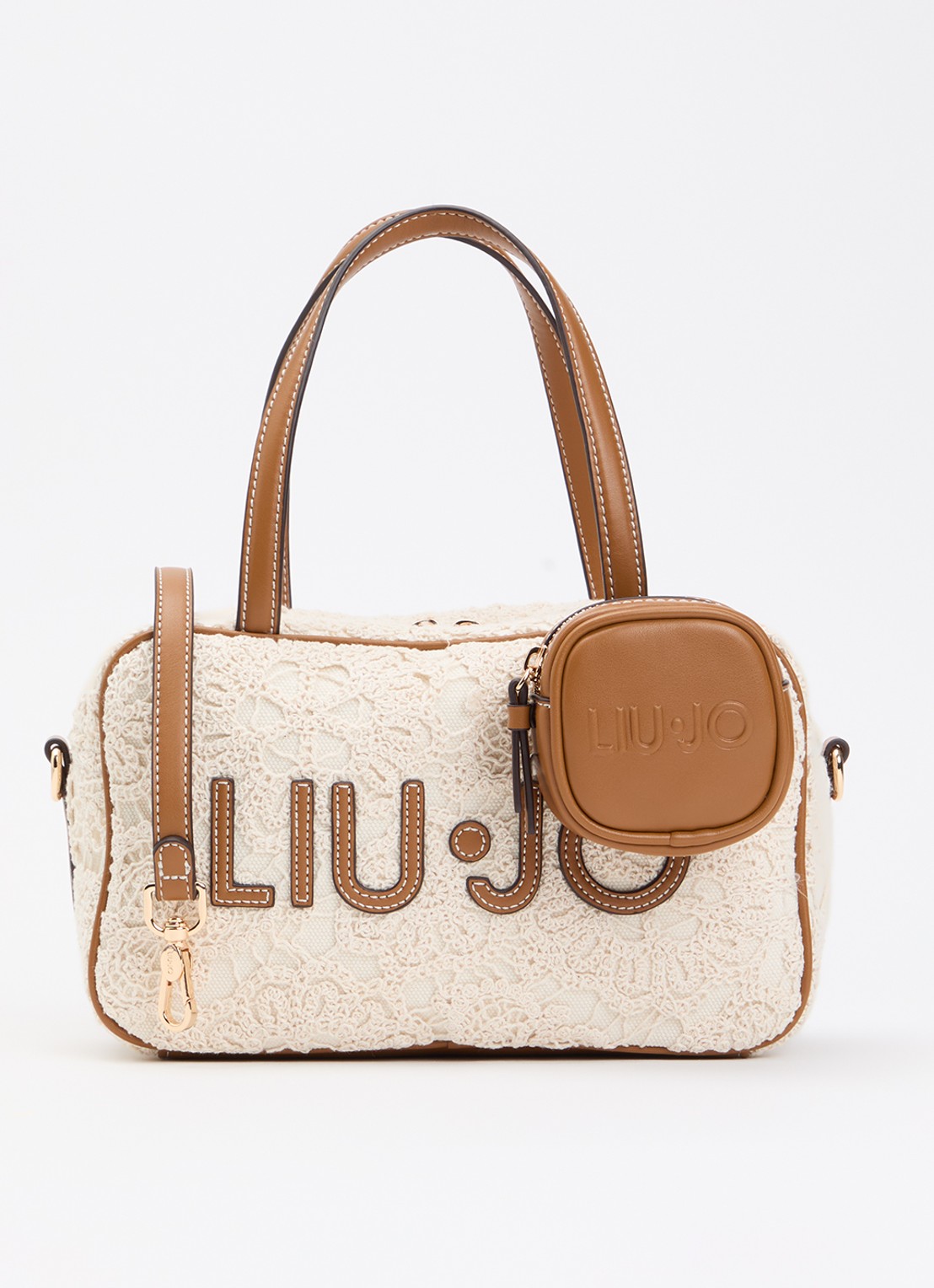 Liu Jo Handtas met logo en afneembare schouderriem - voorkant creme