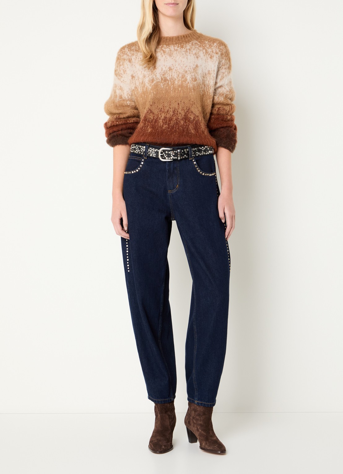 Liu Jo High waist balloon fit jeans met donkere wassing - voorkant 5 indigo