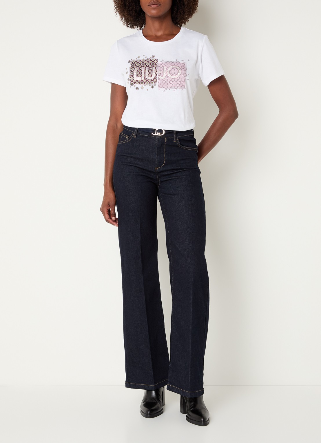 Liu Jo High waist flared fit jeans met gekleurde wassing - voorkant 5 wit