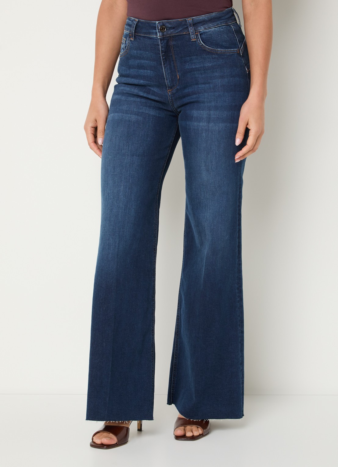 Liu Jo High waist flared fit jeans met medium wassing - detail 4 indigo