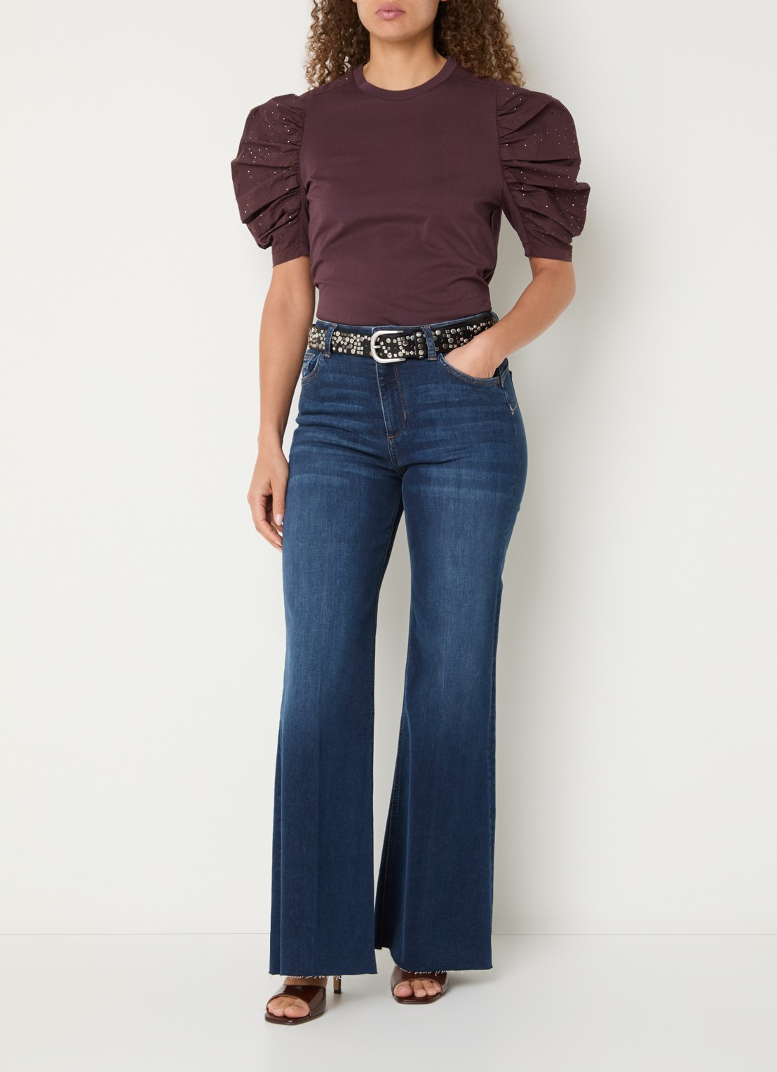 Liu Jo High waist flared fit jeans met medium wassing - voorkant 3 indigo