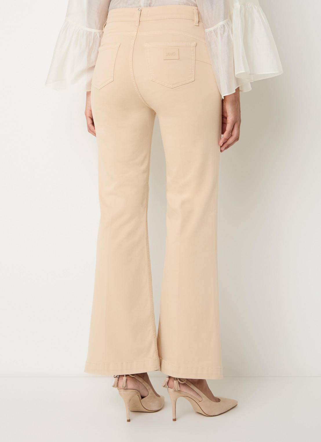 Liu Jo High waist flared fit pantalon met steekzakken - achterkant beige
