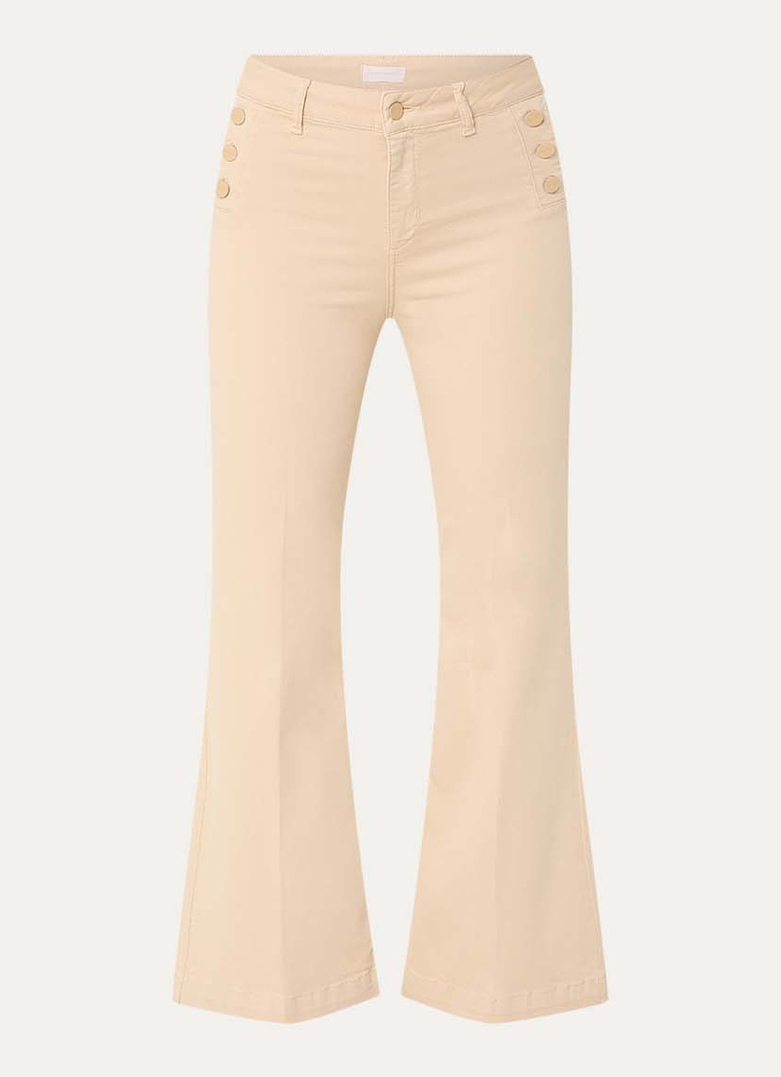 Liu Jo High waist flared fit pantalon met steekzakken - voorkant 2 beige