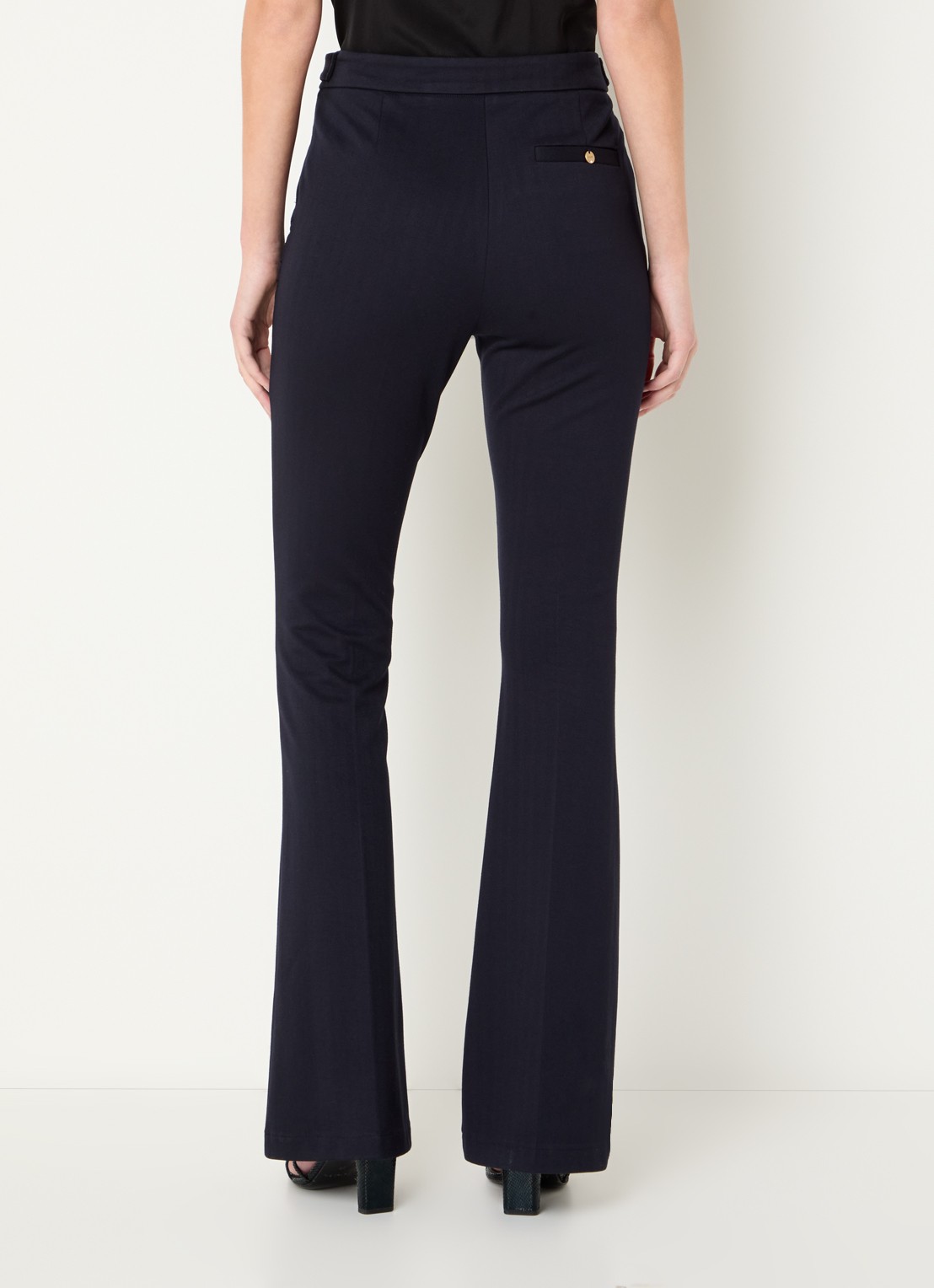 Liu Jo High waist flared fit pantalon met steekzakken - achterkant 2 donkerblauw