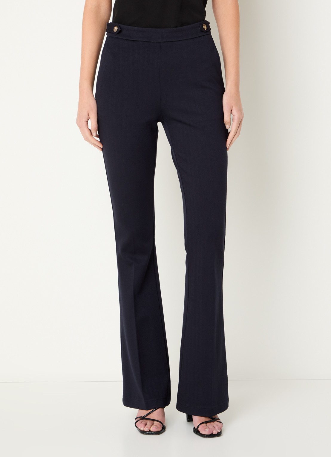 Liu Jo High waist flared fit pantalon met steekzakken - detail donkerblauw