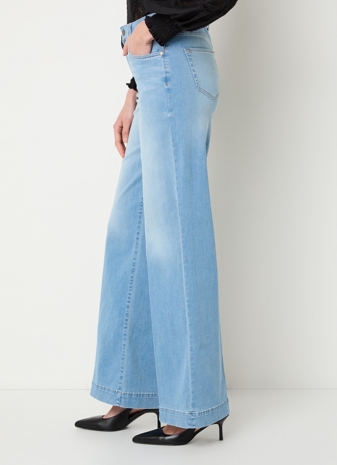 Liu Jo High waist flared jeans met medium wassing - detail 5 indigo