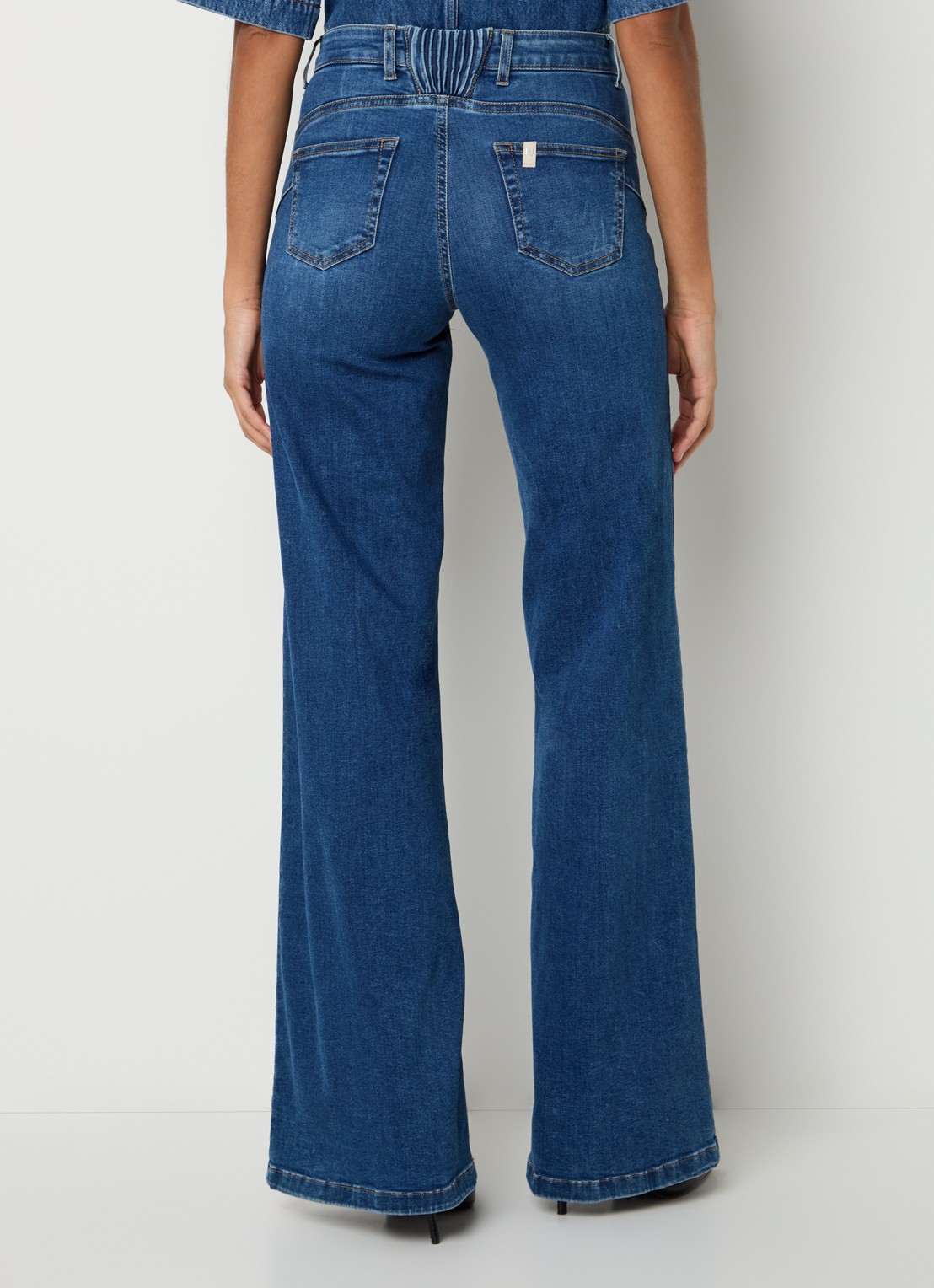 Liu Jo High waist flared jeans met medium wassing - achterkant 4 indigo