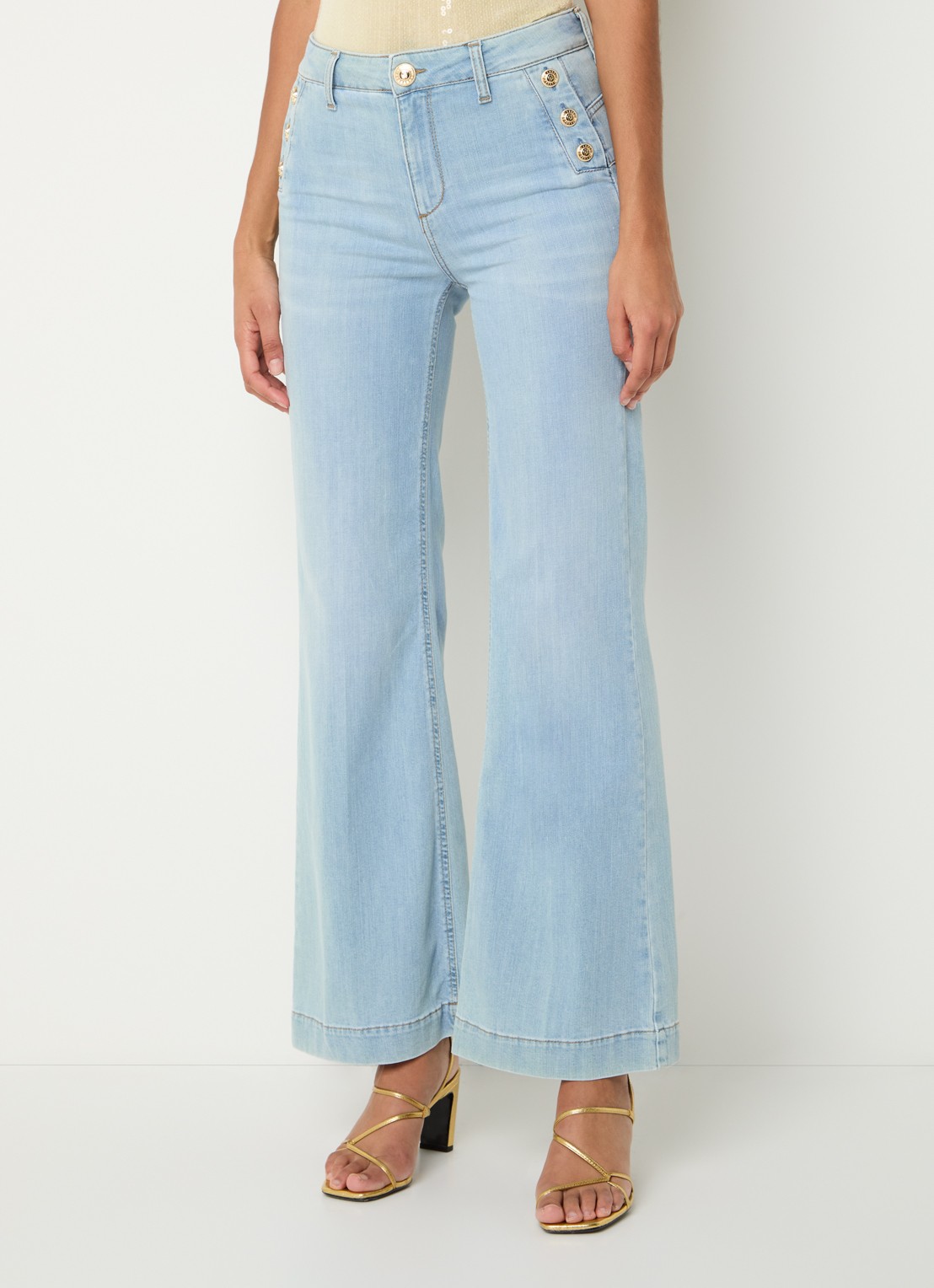 Liu Jo High waist flared jeans met medium wassing - detail lichtblauw