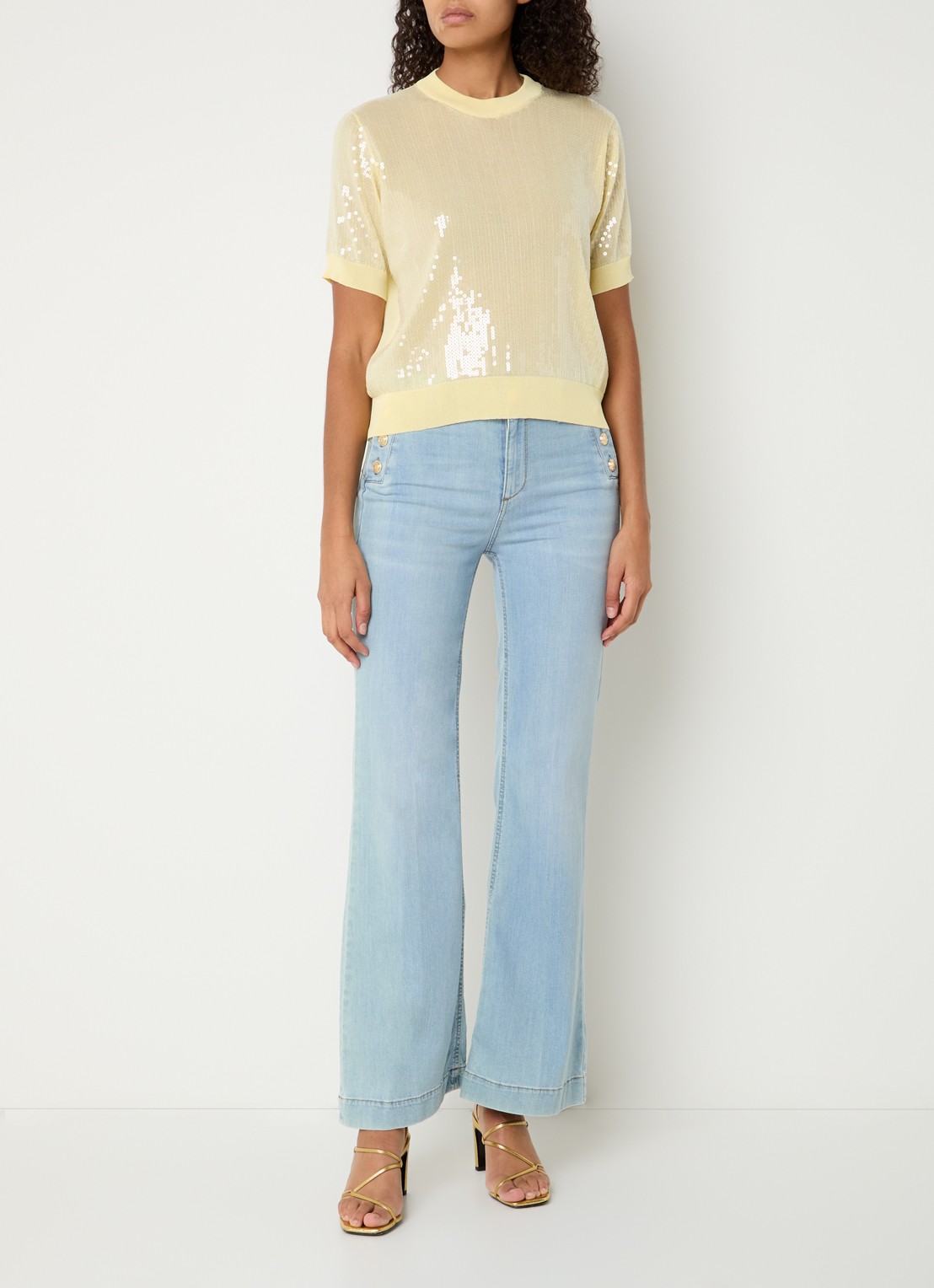 Liu Jo High waist flared jeans met medium wassing - voorkant 4 lichtblauw