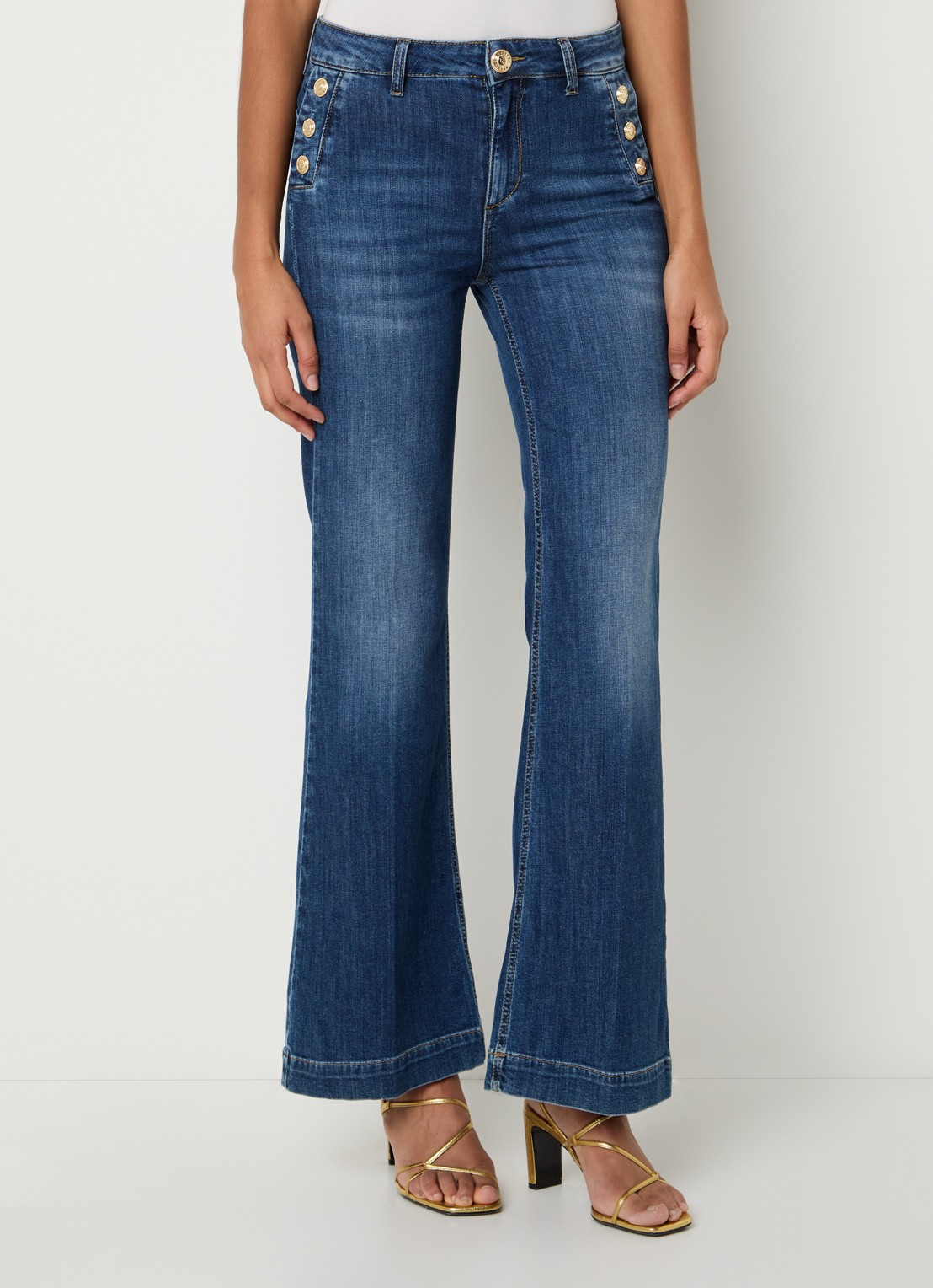 Liu Jo High waist flared jeans met medium wassing - detail 2 indigo