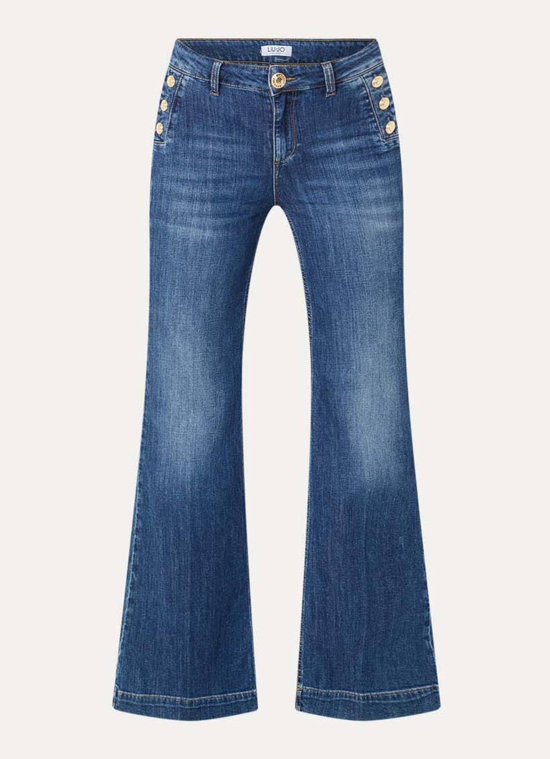 Liu Jo High waist flared jeans met medium wassing - voorkant 3 indigo