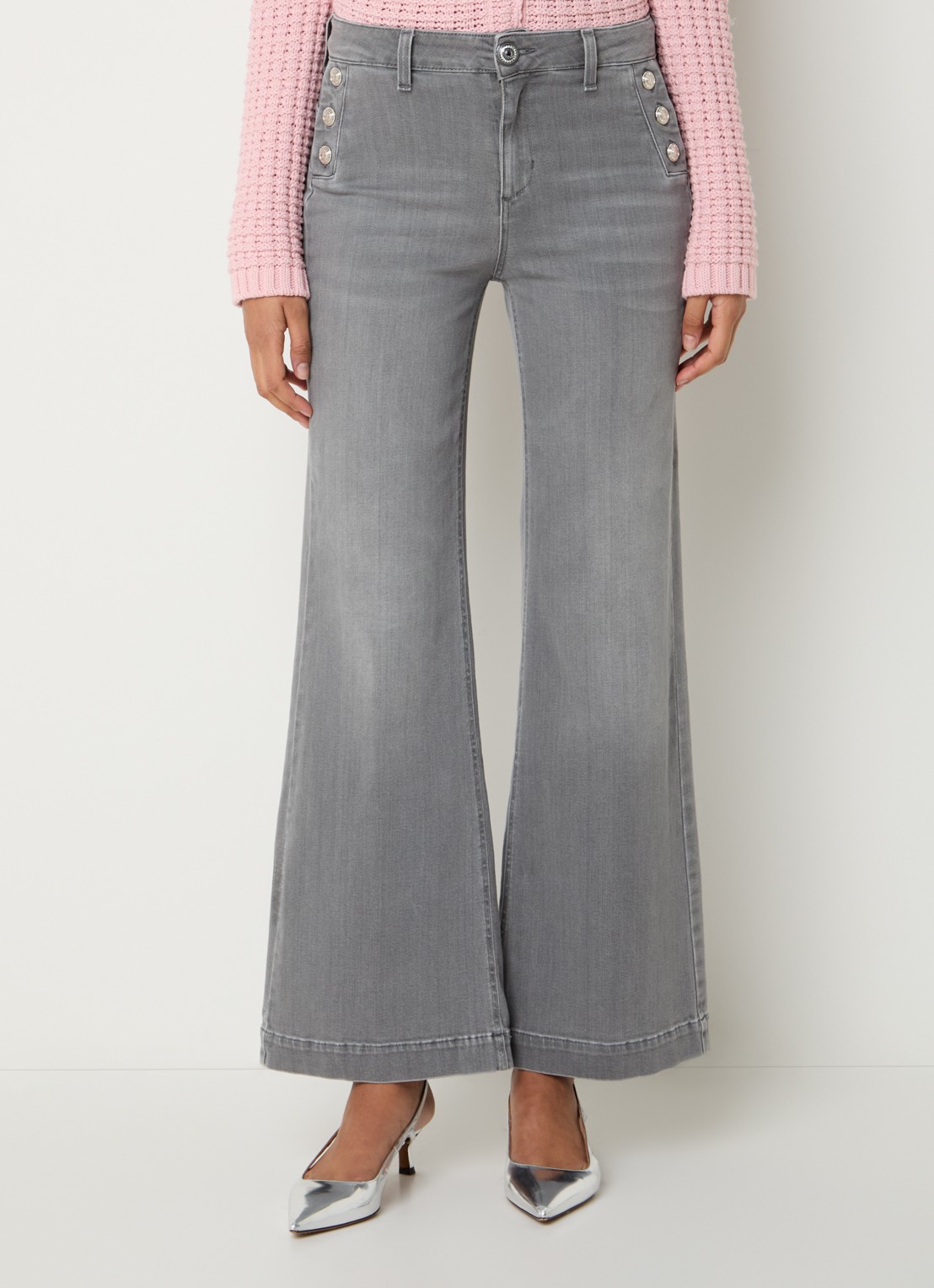 Liu Jo High waist flared jeans met medium wassing - detail 3 grijs