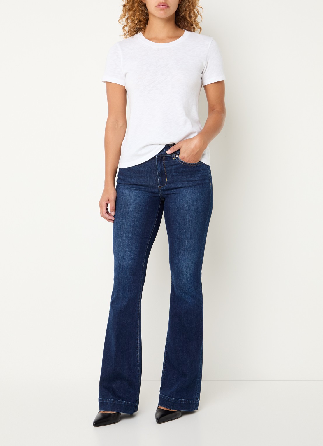 Liu Jo High waist flared jeans met steekzakken - voorkant 5 blauw