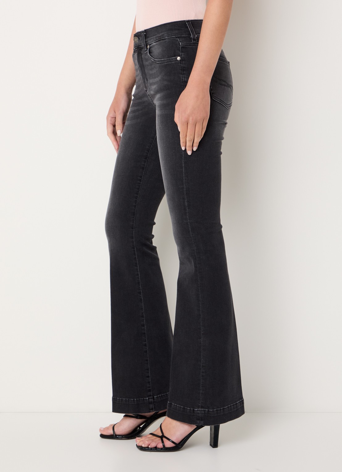 Liu Jo High waist flared jeans met steekzakken - detail 3 donkergrijs