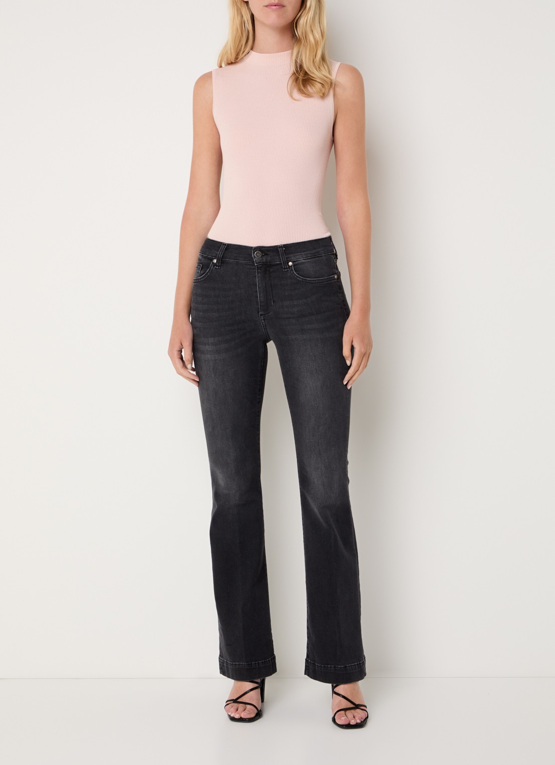 Liu Jo High waist flared jeans met steekzakken - voorkant 5 donkergrijs