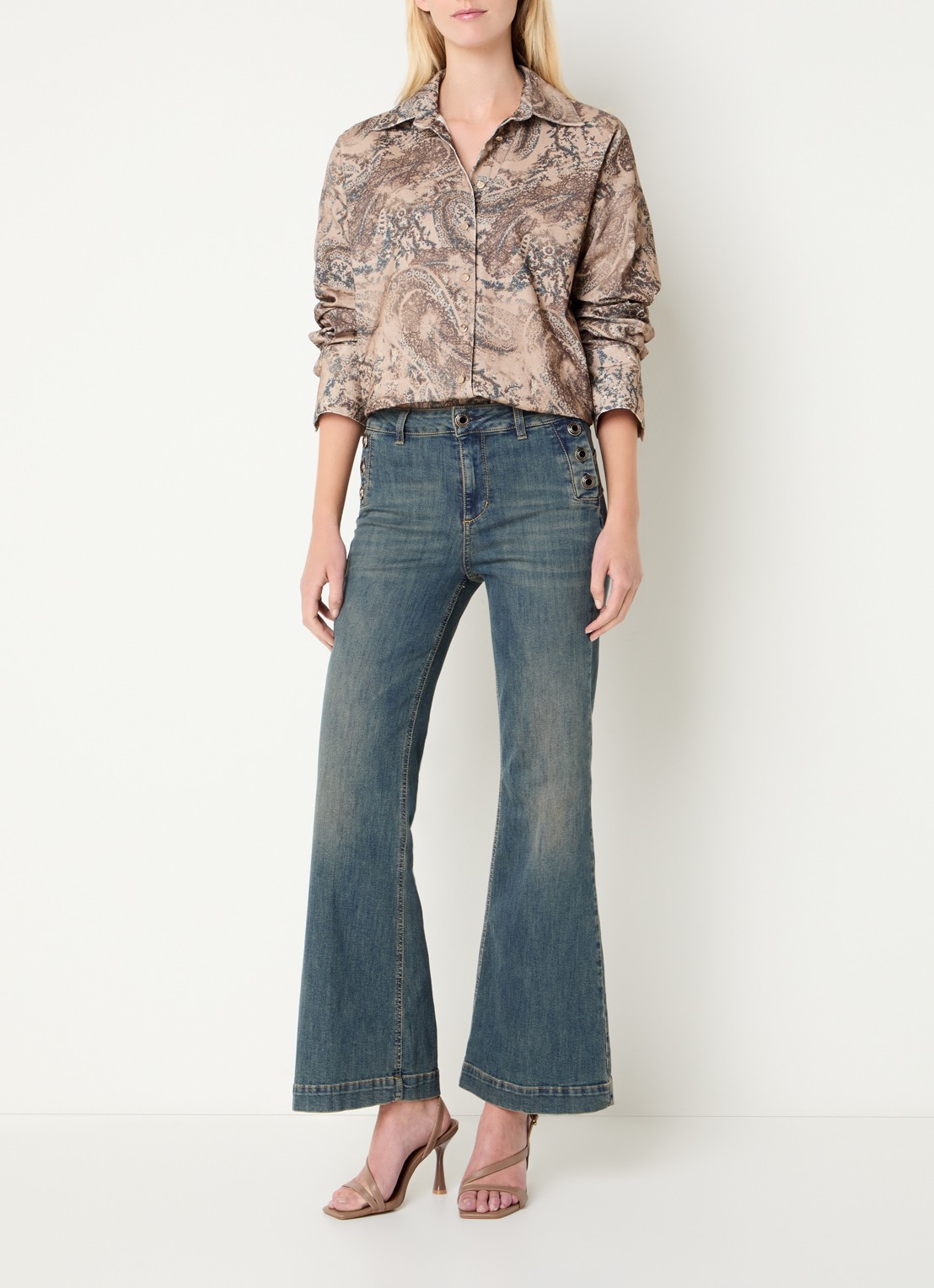 Liu Jo High waist flared jeans met steekzakken - voorkant 4 blauw