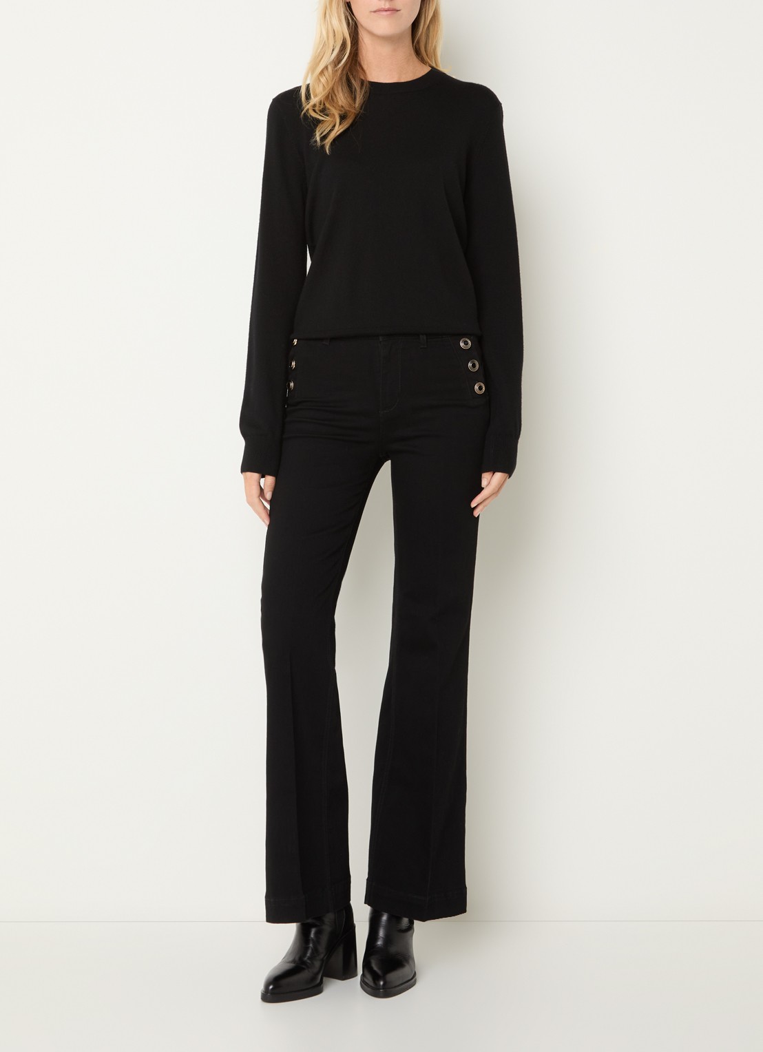 Liu Jo High waist flared jeans met steekzakken - voorkant 2 zwart