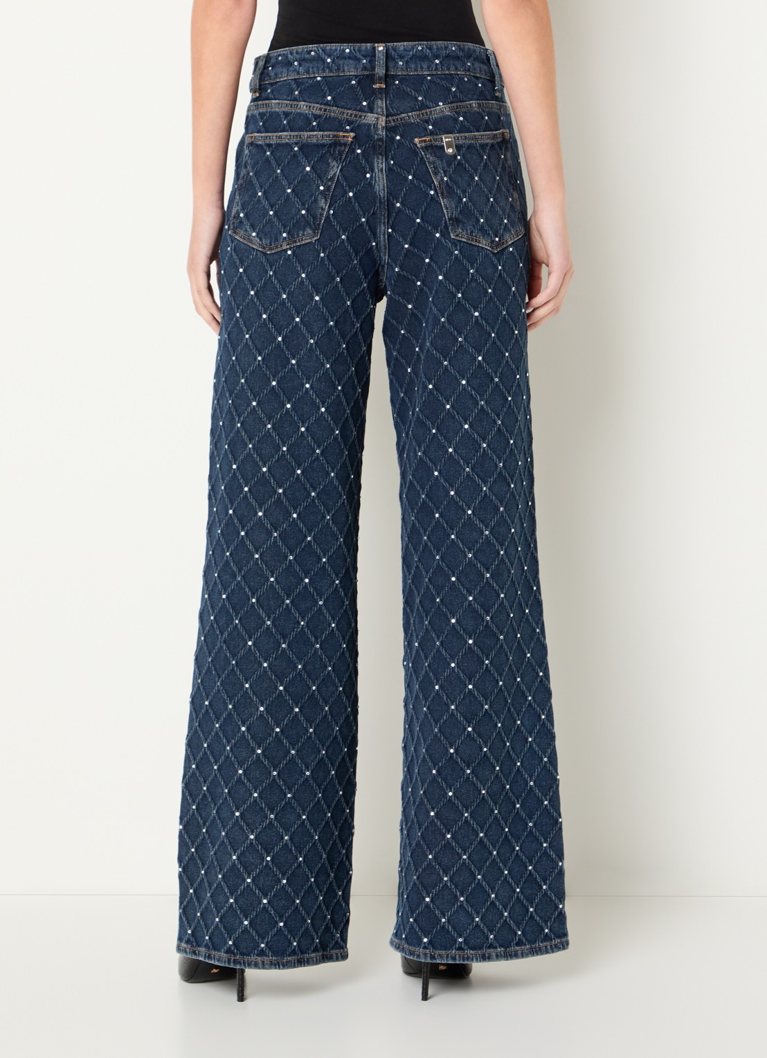 Liu Jo High waist flared jeans met strass en steekzakken - achterkant 3 indigo