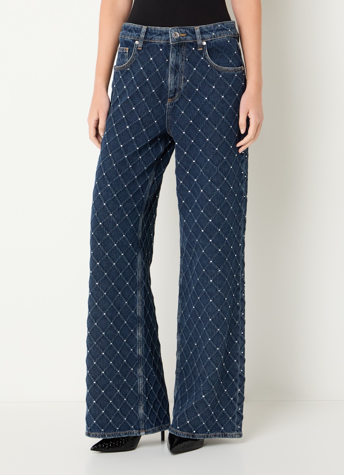Liu Jo High waist flared jeans met strass en steekzakken - detail 4 indigo