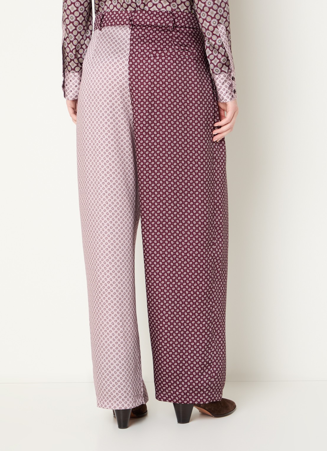 Liu Jo High waist loose fit broek met print en steekzakken - achterkant aubergine