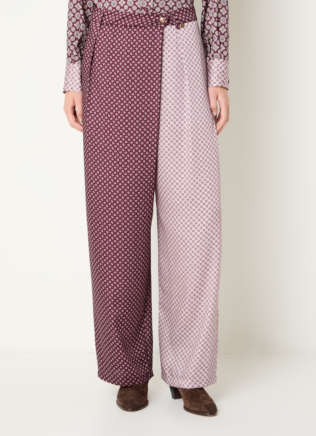 Liu Jo High waist loose fit broek met print en steekzakken - detail 2 aubergine