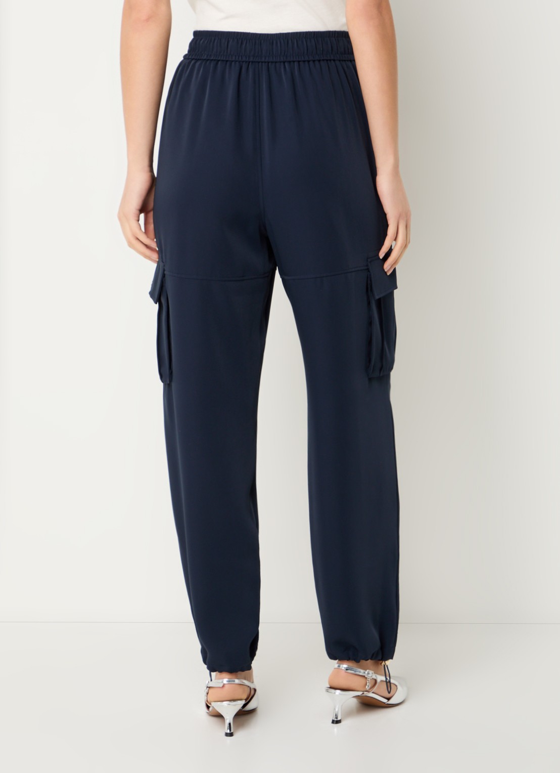 Liu Jo High waist loose fit cargobroek met klepzakken - achterkant donkerblauw