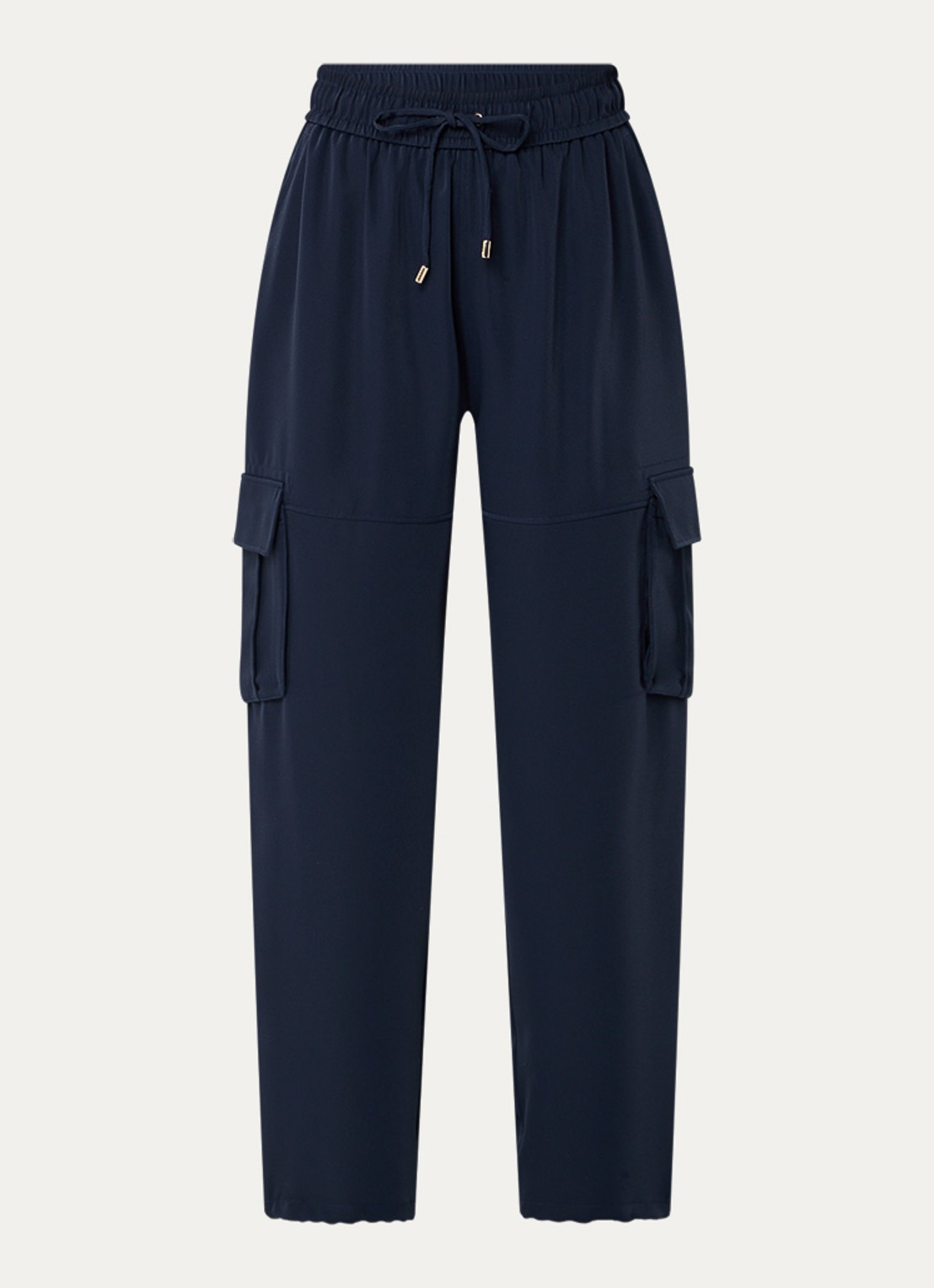 Liu Jo High waist loose fit cargobroek met klepzakken - voorkant 3 donkerblauw