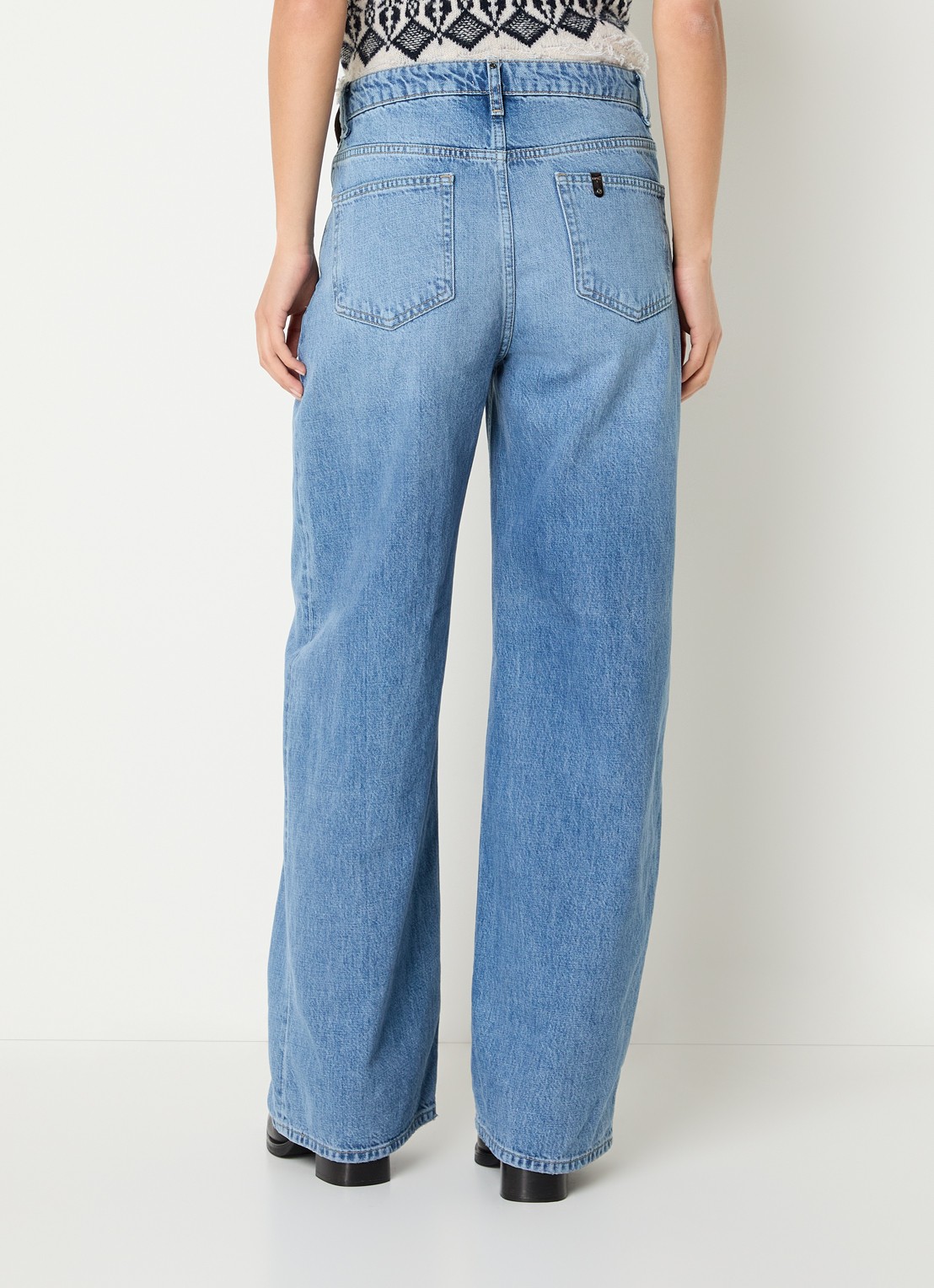 Liu Jo High waist loose fit jeans met asymmetrisch detail - achterkant 5 indigo