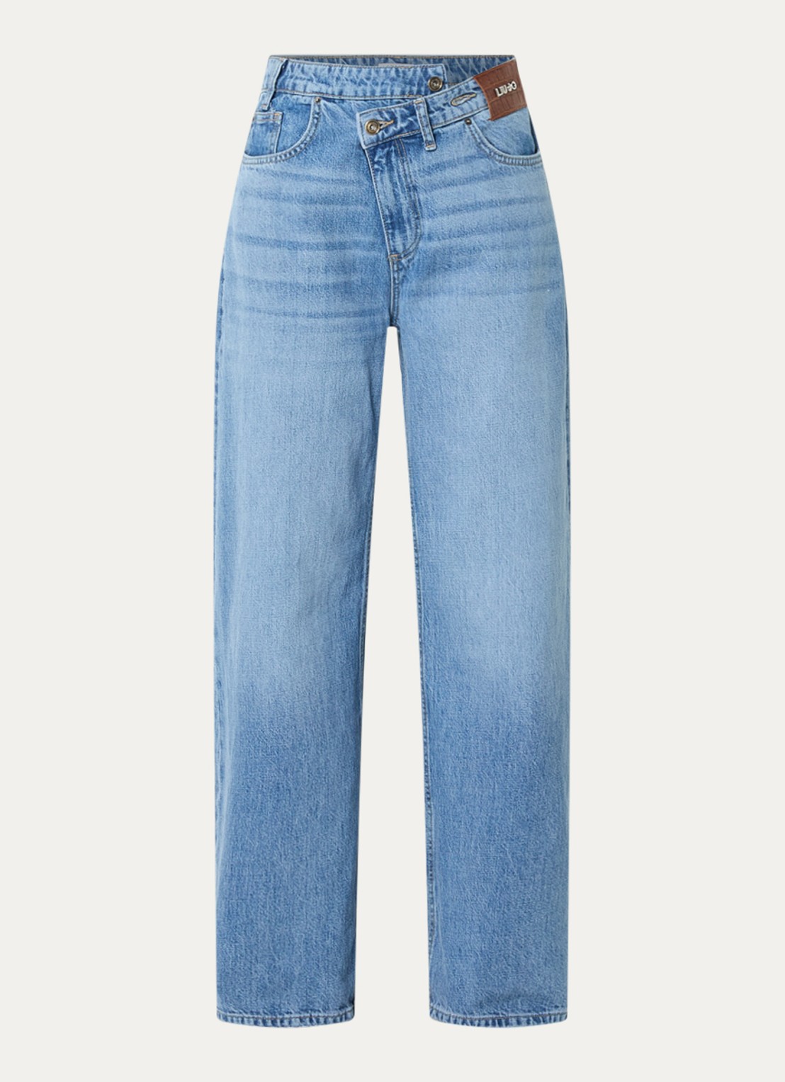 Liu Jo High waist loose fit jeans met asymmetrisch detail - voorkant indigo