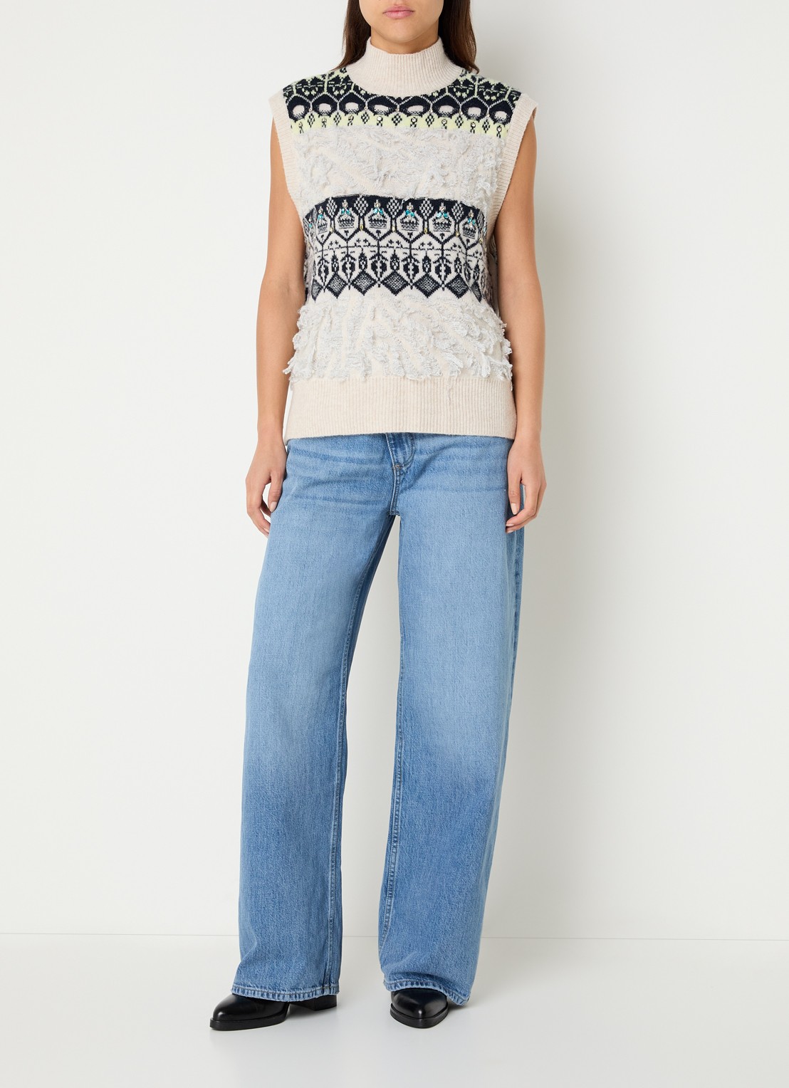 Liu Jo High waist loose fit jeans met asymmetrisch detail - voorkant 2 indigo