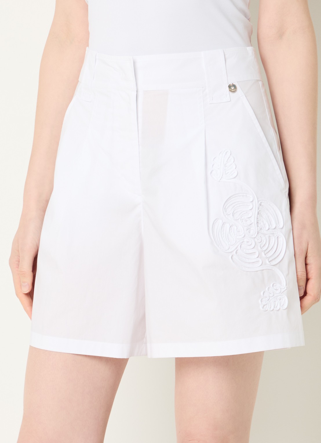 Liu Jo High waist loose fit korte broek met steekzakken - detail 4 wit