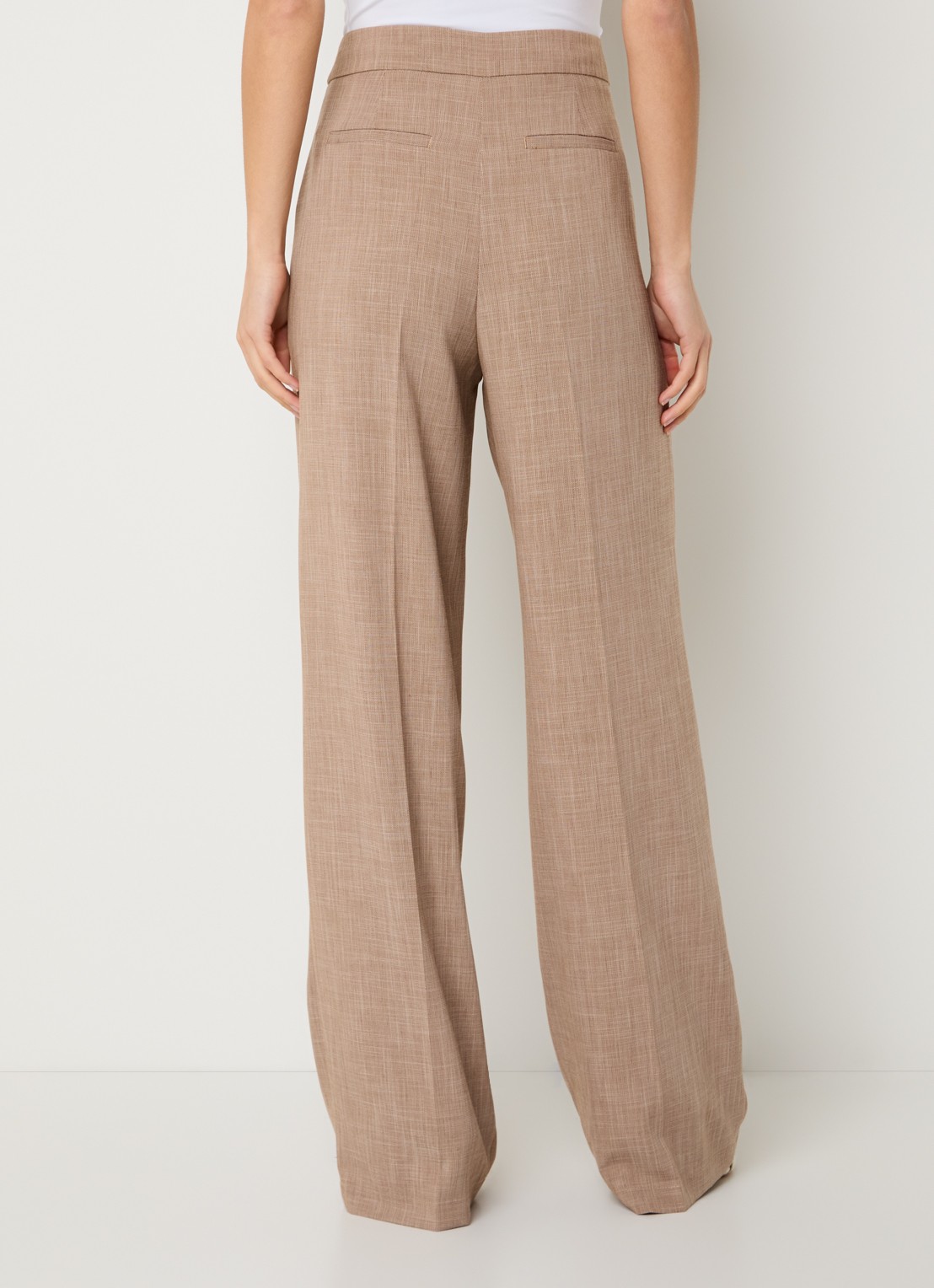 Liu Jo High waist loose fit pantalon met steekzakken en persplooi - achterkant lichtbruin