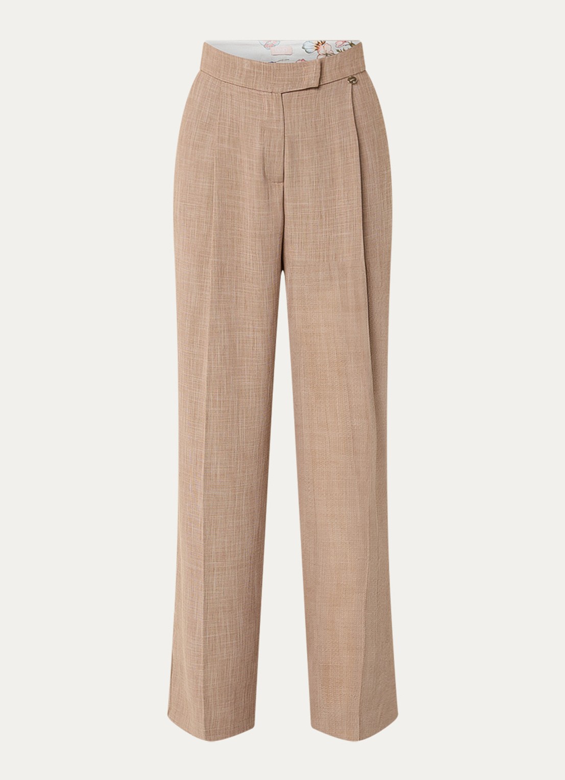Liu Jo High waist loose fit pantalon met steekzakken en persplooi - voorkant 2 lichtbruin