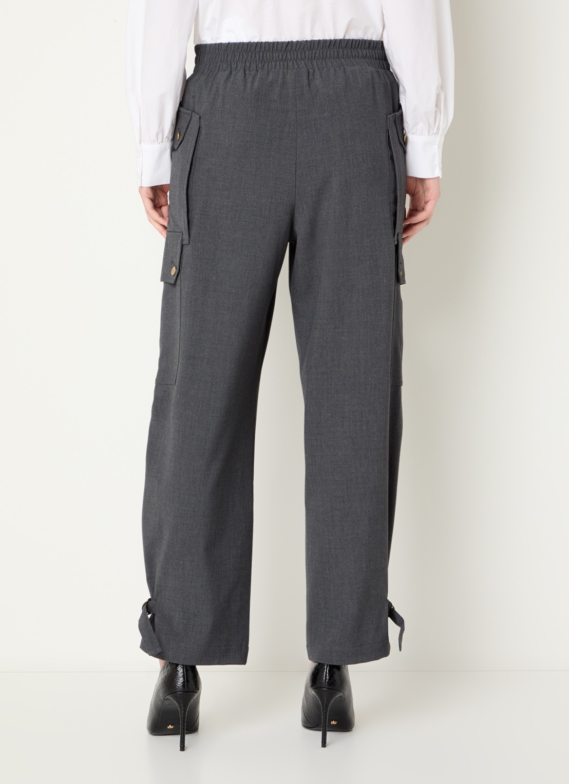 Liu Jo High waist loose fit pantalon met steekzakken - achterkant 2 donkergrijs