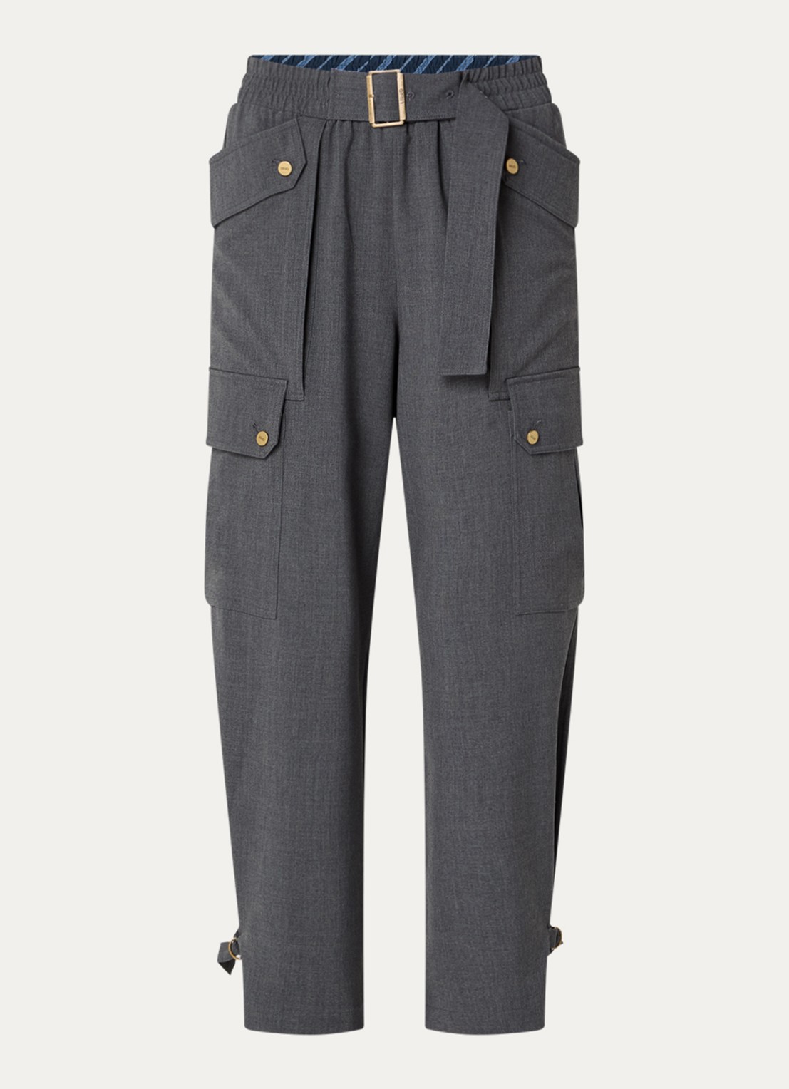 Liu Jo High waist loose fit pantalon met steekzakken - voorkant 3 donkergrijs