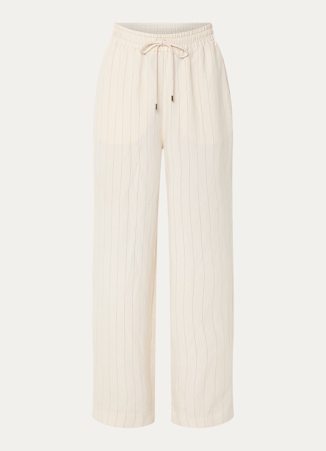 Liu Jo High waist loose fit pantalon met streepprint en steekzakken  - voorkant creme
