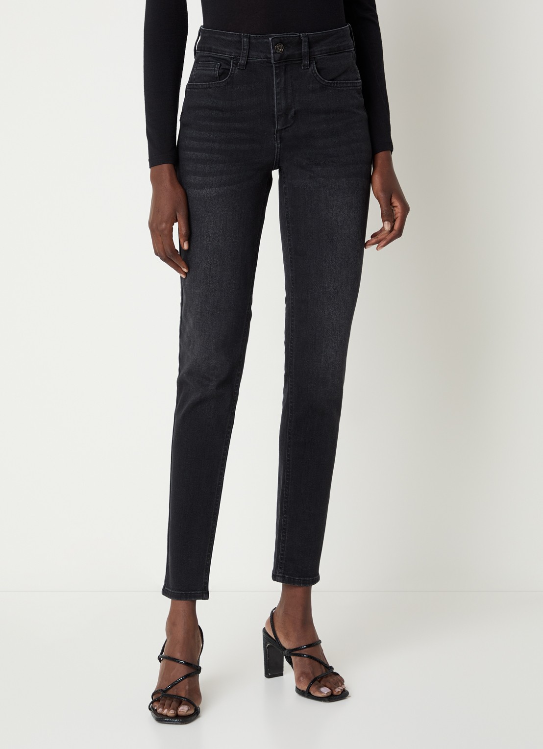Liu Jo High waist skinny jeans met gekleurde wassing - detail zwart