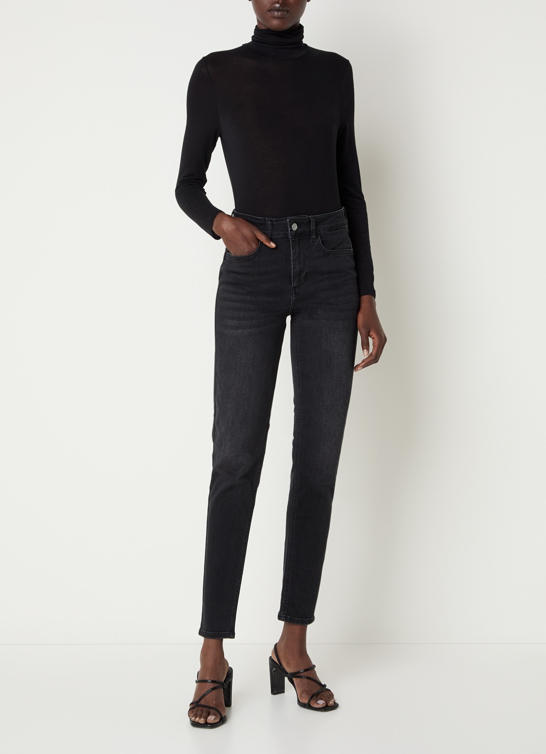 Liu Jo High waist skinny jeans met gekleurde wassing - voorkant 5 zwart