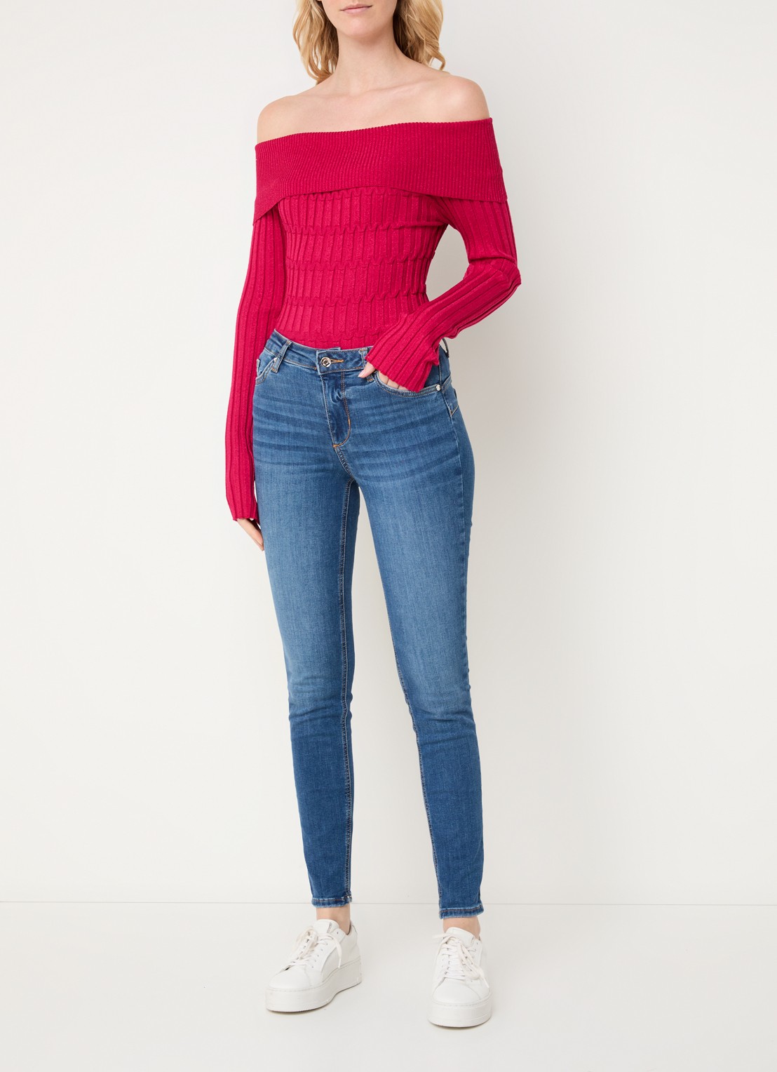 Liu Jo High waist skinny jeans met medium wassing - voorkant 2 indigo