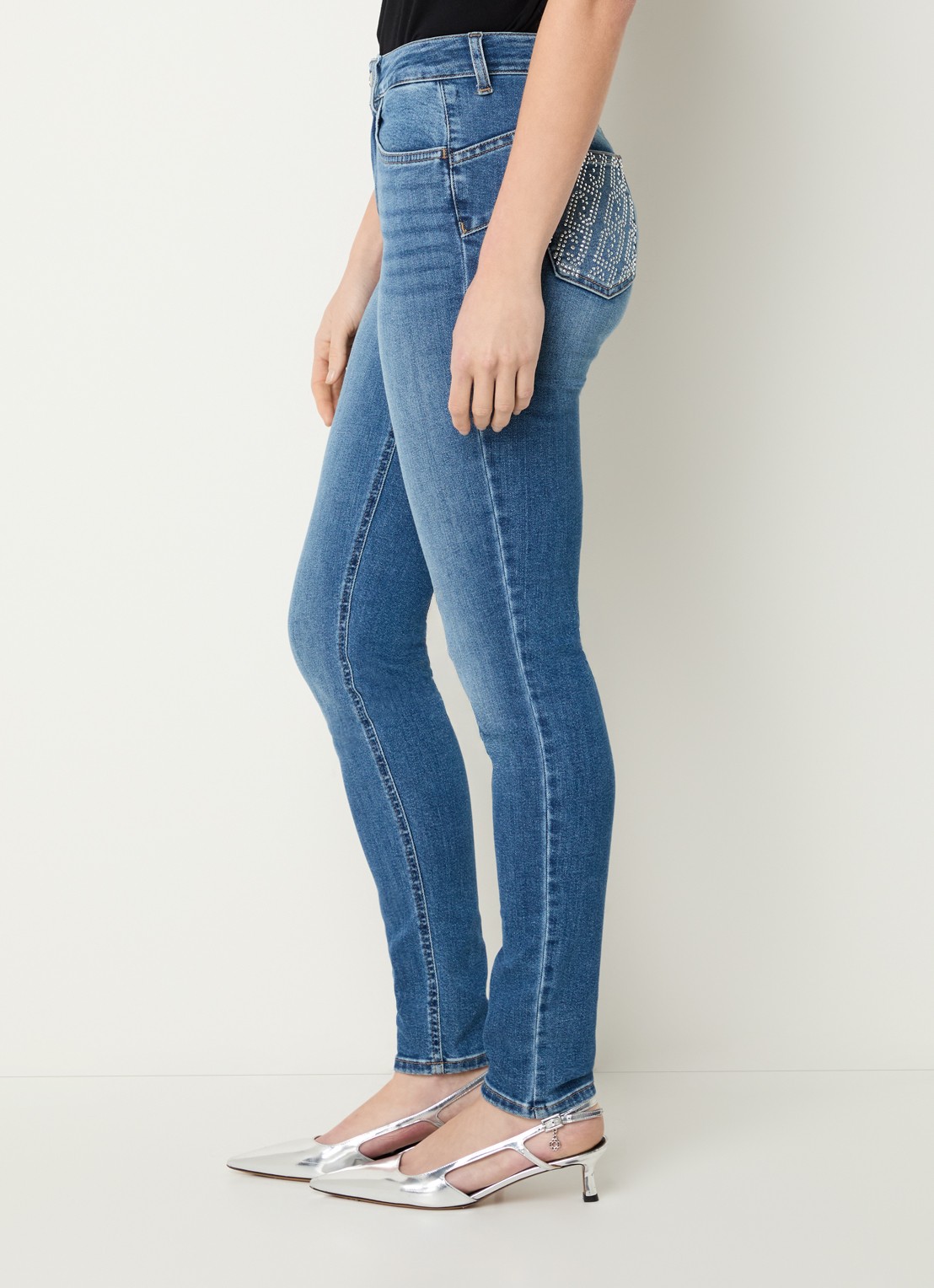 Liu Jo High waist skinny jeans met strass  - detail 5 indigo