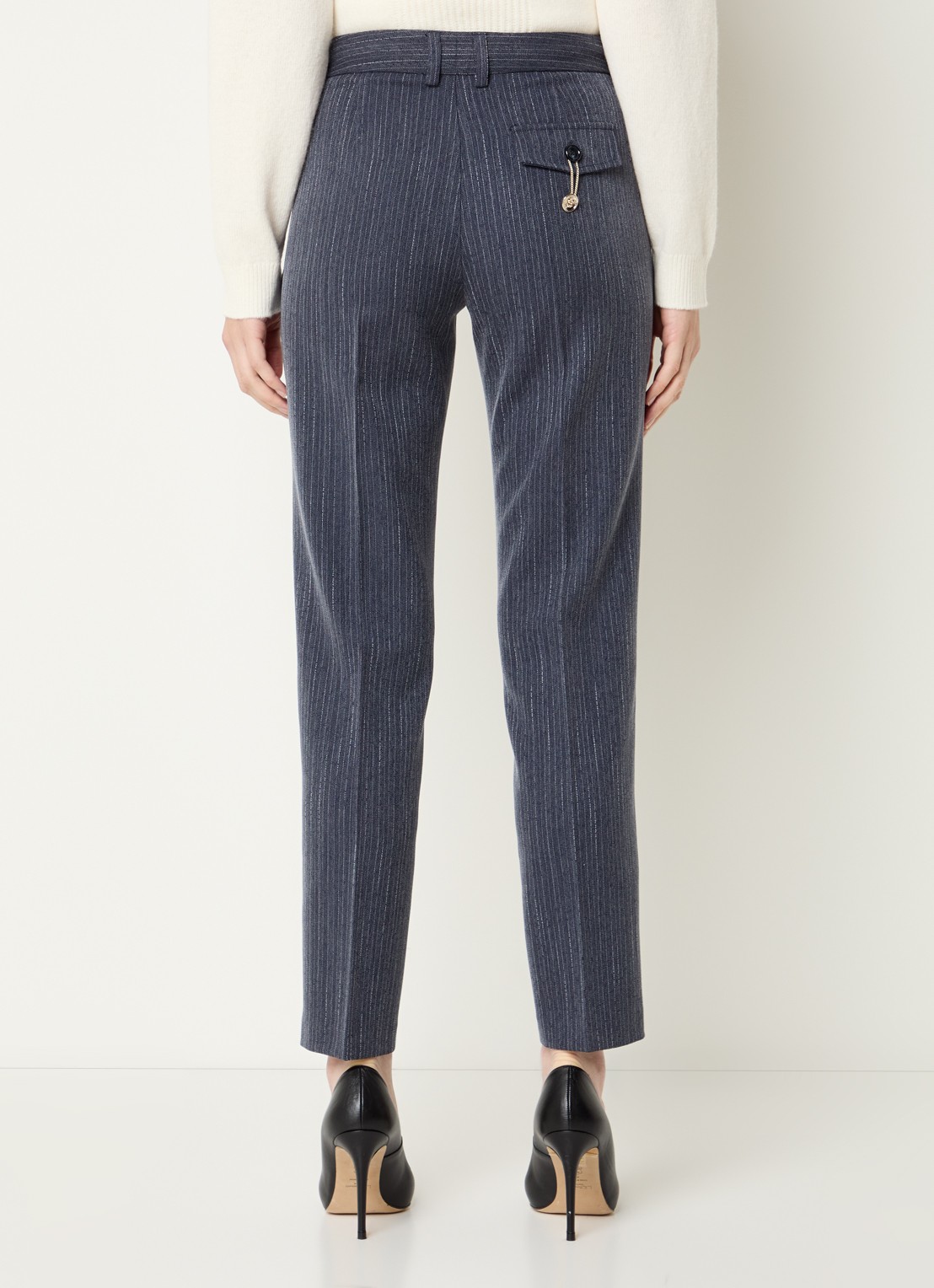 Liu Jo High waist slim fit pantalon met krijtstreep - achterkant 3 indigo