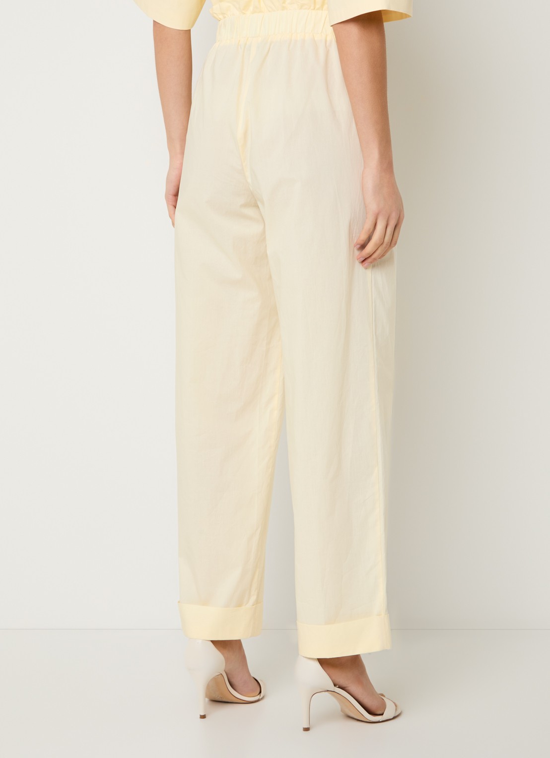 Liu Jo High waist straight fit broek met steekzakken - achterkant 4 lichtgeel
